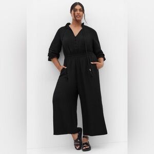 city chic — faye tie neck wide-leg jumpsuit
